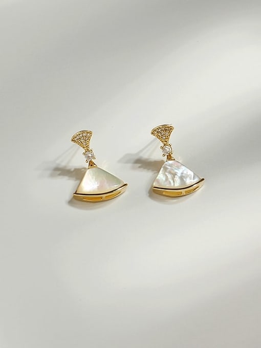 14K  gold [scallop shell stud] Copper Shell Geometric Minimalist Drop Trend Korean Fashion Earring